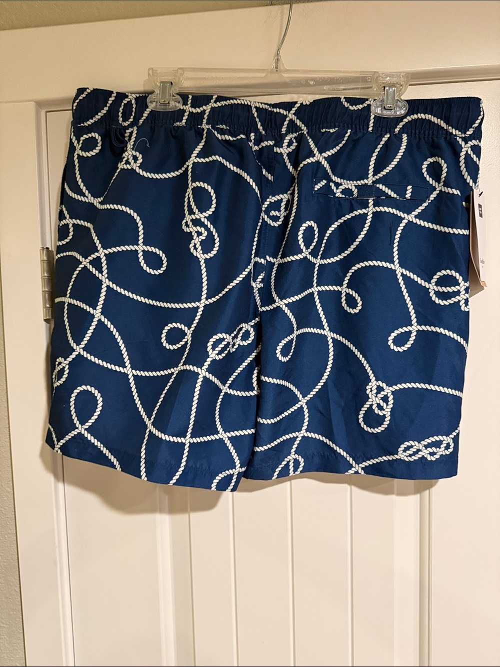 Nautical Rope Print Men’s Swim Trunks - Navy - Picture 3 of 7